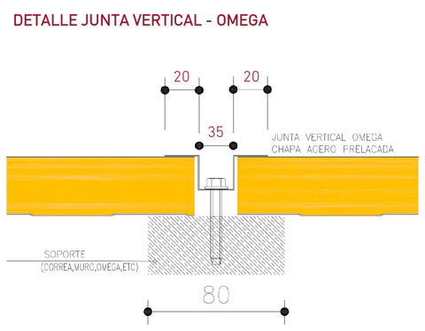 Junta vertical del panel para fachada